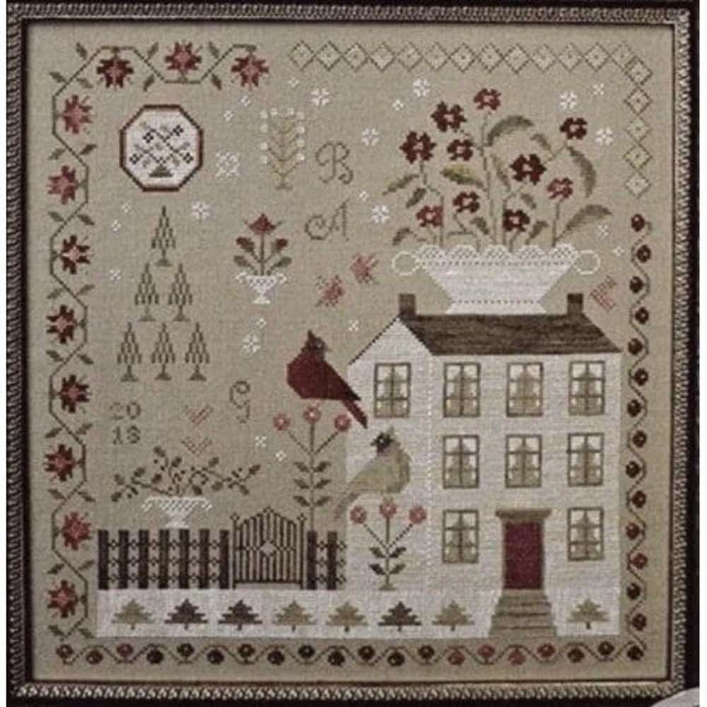 With Thy Needle & Thread WINTER ROSE MANOR Sampler & Pincushion Kit B. Gervais